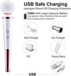 Cordless Wand Massager - Strongest Therapeutic Vibrating Power - Best Rated for Travel Gift - Magic Stress Away - Perfect for Muscle Aches and Personal Sports Recovery - USB - (E Style)