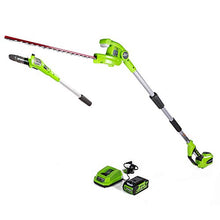 Load image into Gallery viewer, Greenworks 40V 8-inch Cordless Pole Saw with Hedge Trimmer Attachment 2.0Ah Battery and Charger Included
