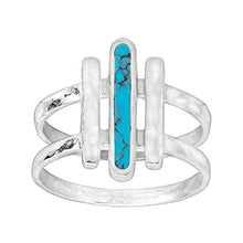 Load image into Gallery viewer, Silpada 'Strait To It' Compressed Turquoise Three-Bar Ring in Sterling Silver, Size 6, Size 6
