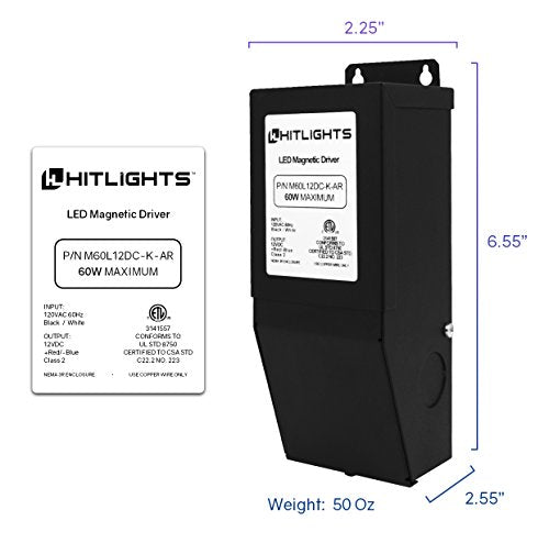 Load image into Gallery viewer, Magnitude Dimmable Driver, 60 Watt Magnetic LED Driver - 110V AC-12V DC Transformer. Made in the USA. Compatible with Leviton for LED Strip Lights, Constant Voltage LED Products