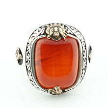 Load image into Gallery viewer, KAR 925K Stamped Sterling Silver Agate (Aqeeq) Men&#39;s Ring K41B (9.75)
