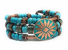 Load image into Gallery viewer, Blue Howlite Turquoise &amp; Copper Southwestern Tribal Jewelry for Men Women Bracelet
