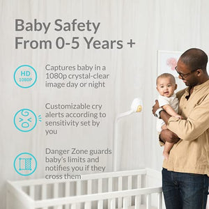 Cubo Ai Plus Smart Baby Monitor and 3-Stand Set | HD Night Vision Camera with A.I. Baby Safety Alerts, Sleep Analytics and Two-Way Audio | iOS, Android and Smart Home Compatible