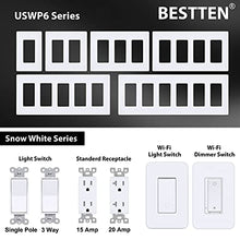 Load image into Gallery viewer, [5 Pack] BESTTEN 2-Gang Screwless Wall Plate, USWP6 Snow White Series, Decorator Outlet Cover, H4.69” x W4.73”, for Light Switch, Dimmer, GFCI, USB Receptacle
