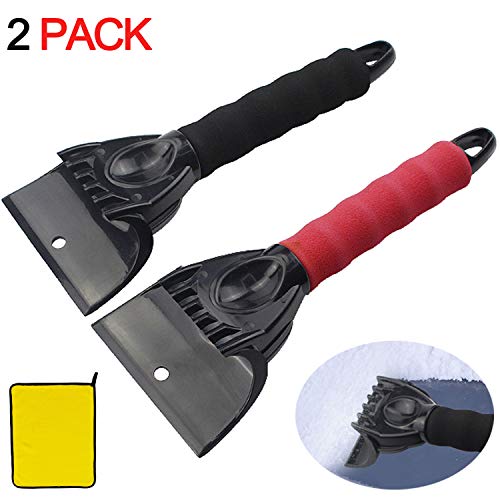 YES.YM Car Ice Scraper for Windshield,Snow Scraper (2Pack) Snow Ice Scraper for Car with Foam Handle,Heavy-Duty Frost and Snow Removal Tool for Car Windshield and Window