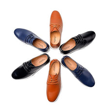 Load image into Gallery viewer, konhill Men's Casual Oxford Shoes Breathable Flat Fashion Lace-up Dress Shoes,Brown,39
