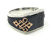 Load image into Gallery viewer, KAR 925K Stamped Sterling Silver Black Onyx w/ 36 Cubic Zircone Stone Men&#39;s Ring K7A (8)

