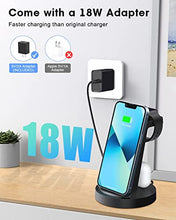 Load image into Gallery viewer, Wireless Charging Station, 3 in 1 Wireless Charger Compatible with iPhone 14/13/12/11/Pro/Max/SE/XS/XR/X/8 Plus/8, Fast Wireless Charging Stand Dock for Apple Watch Series &amp; Airpods(with Adapter)
