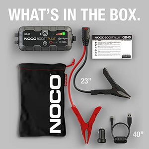NOCO Boost Plus GB40 1000 Amp 12-Volt UltraSafe Lithium Jump Starter Box, Car Battery Booster Pack, Portable Power Bank Charger, and Jumper Cables For Up To 6-Liter Gasoline and 3-Liter Diesel Engines
