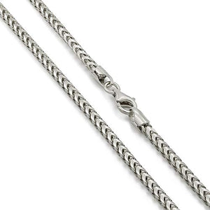 14K White Gold 2.5mm Solid Franco Chain, FREE Microfiber Cloth, Square Box Link Necklace, Giorgio Bergamo (24)