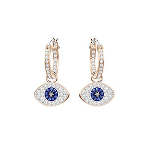 SWAROVSKI Women's Symbolic Evil Eye Hoop Pierced Earrings, Multi-colored, Rose-gold tone plated