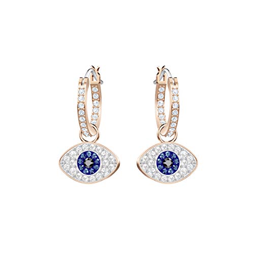 SWAROVSKI Women's Symbolic Evil Eye Hoop Pierced Earrings, Multi-colored, Rose-gold tone plated