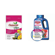 Load image into Gallery viewer, Osmocote 274850 Smart-Release Plant Food Plus Outdoor &amp; Indoor, 8 lbs &amp; Bayer Advanced 701110A All in One Rose and Flower Care Granules, 4-Pound
