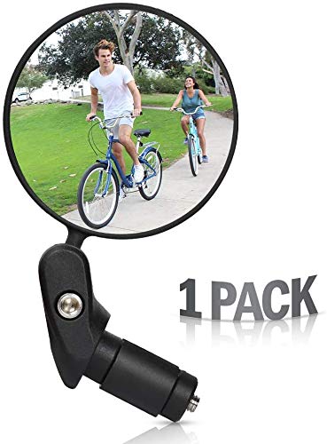 HUBUISH Bar End Bike Mirrors，360°Adjustable Rotatable Handlebar Convex Mirror for Mountain Road Bicycle Riding Cycling Accessories, with Wide Angle Lens Safety Rearview Mirror(1 PC)