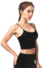 Load image into Gallery viewer, FAHZON Longline Sleeveless Sports Bra Seamless Workout Running Shirts Yoga Tank Top Camisole with Built Shelf Bra for Women Black
