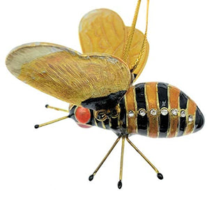 Kubla Crafts Cloisonne Articulated Enamel Bumblebee Christmas Ornament, Accented with Austrian Crystals, 2.75 Inches Wide