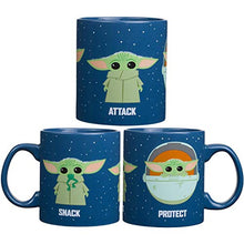 Load image into Gallery viewer, Silver Buffalo Star Wars The Mandalorian Protect Attack Snack Ceramic Coffee Mug, 20-Ounces
