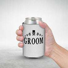 Load image into Gallery viewer, Shop4Ever Groom and Groom’s Drinking Team Member Can Coolie ~ Wedding Bachelor Party Beer Can Sleeve Coolers ~ (Member, Blk, 12 Pk)

