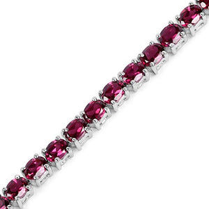 Huang and Co. 8.88 Carat Genuine Rhodolite Solid .925 Sterling Silver Tennis Bracelet