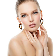 Load image into Gallery viewer, BESTEEL Acrylic Hoop Earrings for Women Resin Acetate Drop Dangle Earrings Statement Fashion Heart Mottled Acrylic Earrings
