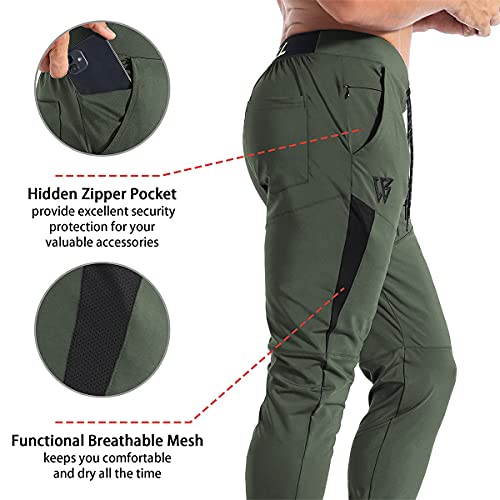Load image into Gallery viewer, ZENWILL Mens Lightweight Workout Jogger Pants,Men's Casual Slim Fit Athletic Sweatpants with Zipper Pocket (Small,Army Green)
