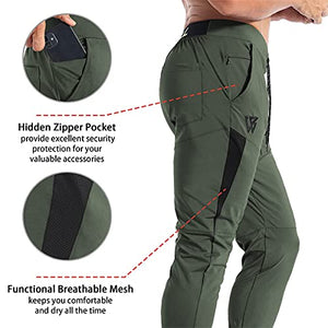 ZENWILL Mens Lightweight Workout Jogger Pants,Men's Casual Slim Fit Athletic Sweatpants with Zipper Pocket (Small,Army Green)