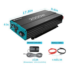 Load image into Gallery viewer, Renogy 2000W Pure Sine Wave Inverter 12V DC to 120V AC Converter for Home, RV, Truck, Off-Grid Solar Power Inverter 12V to 110V with Built-in 5V/2.1A USB Port, AC Hardwire Port, Remote Controller
