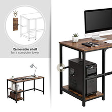 Load image into Gallery viewer, VASAGLE Computer Desk, 55-Inch Writing Desk, with 2 Shelves on Left or Right, Stable Steel Frame, Easy Assembly, Rustic Brown and Black ULWD55X
