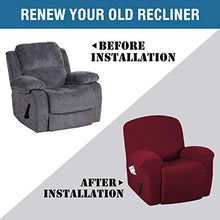 Load image into Gallery viewer, H.VERSAILTEX Stretch Recliner Slipcovers 1-Piece Durable Soft High Stretch Jacquard Sofa Furniture Cover Form Fit Stretch Stylish Recliner Cover/Protector (Recliner, Burgundy Red)
