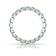 Load image into Gallery viewer, 1 CT Emerald Full Eternity Ring in Gold, Emerald Eternity Ring in Milgrain Bezel, May Birthstone Eternity Band for Women, 14K White Gold, Size:US 8.50

