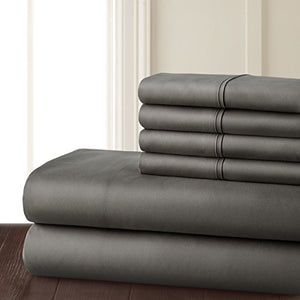 6 Piece Hotel Luxury Soft 1800 Series Premium Bed Sheets Set, Deep Pockets, Hypoallergenic, Wrinkle & Fade Resistant Bedding Set(Queen, Gray)