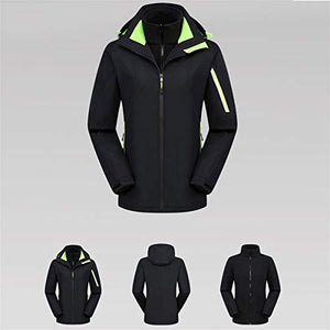 Thenxin Women Waterproof Jacket Warm Hooded Zipper Outdoor Hiking Climbing Windbreaker(Black,XXL)