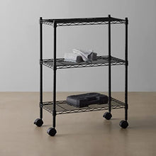 Load image into Gallery viewer, Amazon Basics 4-Shelf Adjustable, Heavy Duty Storage Shelving Unit on 4'' Wheel Casters, Metal Organizer Wire Rack, Black (36L x 14W x 57.75H)
