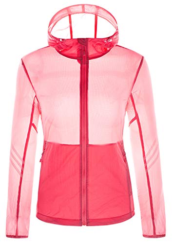 chouyatou Women's Althetic Transparent UPF Sun Protection Outdoor Hooded Skin Jacket (Small, Pink)