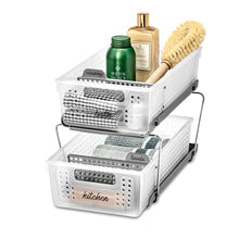 Load image into Gallery viewer, madesmart 2-Tier Organizer, Multi-Purpose Slide-Out Storage Baskets with Handles and Dividers, Frost
