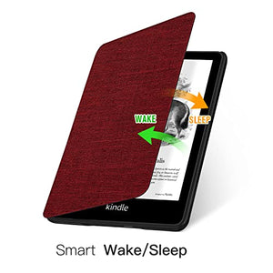 Ayotu Fabric Case for All-New 6.8" Kindle Paperwhite & Signature Edition (11th Gen, 2021 Release) - Lightweight Smart Cover with Auto Wake/Sleep - Support Back Cover Adsorption, Red