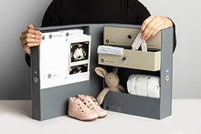 Load image into Gallery viewer, Savor | The Vault Baby Keepsake Box | Slate Gray - Customizable Newborn Memory Box w/ 2 Drawers, 7 compartments and 10 folders for Baby's Treasured Memories, Baby Shower, First Birthday
