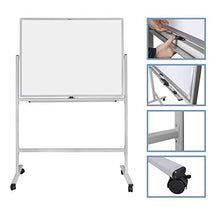 Load image into Gallery viewer, Large Mobile Rolling White Board/Whiteboard 45 X 34 Inch, Double Sided Dry Erase Board,Aluminium Frame with Quick Flip Over Reversible Feature

