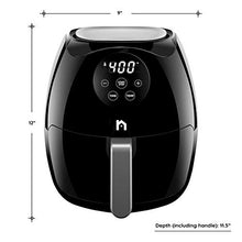 Load image into Gallery viewer, New House Kitchen Digital 3.6 Quart Air Fryer w/ Flat Basket, Touch Screen AirFryer, Non-Stick Dishwasher-Safe Basket, Use Less Oil For Fast Healthier Food, 60 Min Timer &amp; Auto Shut Off, Black
