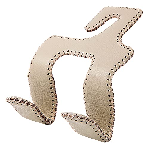 【2021 Upgraded】Car Purse Hook, 2 in 1 Car Seat Headrest Hooks Durable Hanger Storage Holder Leather Organizer for Hanging Grocery Bags, 1 Pack, Beige