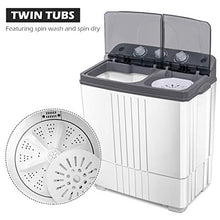 Load image into Gallery viewer, COSTWAY Washing Machine, Twin Tub 20Lbs Capacity, Washer(12Lbs) and Spinner(8Lbs), Portable Compact Laundry Machines Durable Design Energy Saving, Rotary Controller and Washer Spin Dryer(Grey + White)
