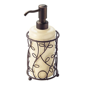iDesign Twigz Ceramic and Metal Liquid Soap Pump and Lotion Dispenser for Kitchen, Bathroom, Sink, Vanity, 4.5" x 4.5" x 8.5", Vanilla and Bronze