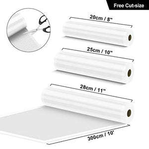 VPCOK Vacuum Sealer Bags 3 Rolls 8” x 10’, 10” x 10’, 11” x 10’ Vacuum Sealer Rolls 3 Pack BPA Free Fit VPCOK Vacuum Sealer Sous Vide Bags for Food Saver Food Storage Bag Roll Vac Storage Meal Prep