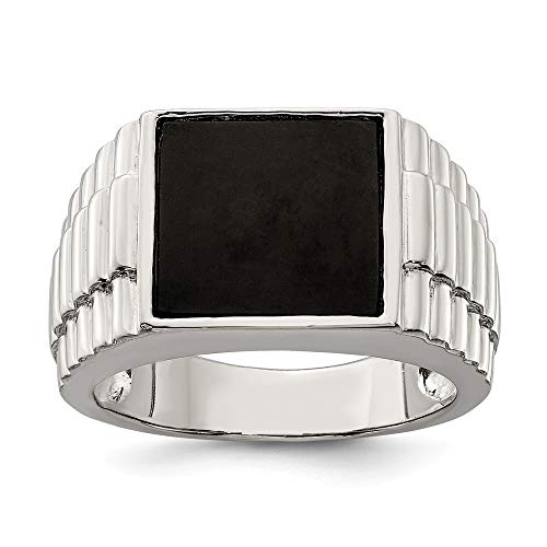 925 Sterling Silver Mens Black Onyx Band Ring Size 9.00 Man Fine Jewelry For Dad Mens Gifts For Him