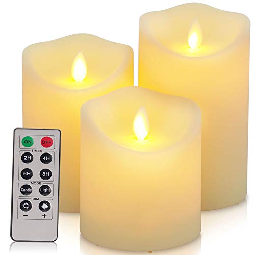 Flickering Flameless Candles Waterproof Outdoor Candles Battery Operated Candles with Remote Cycling 24 Hours Timer（D: 3.25
