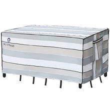 Load image into Gallery viewer, WJ eTrade Patio Furniture Covers, Waterproof UV Resistant for Medium Rectangular Outdoor Table Chairs Dining Set, 112x74x32inch, Striped
