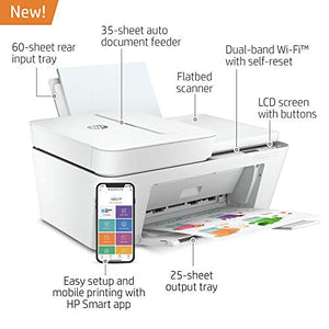 HP DeskJet Plus 4155 Wireless All-in-One Printer | Mobile Print, Scan & Copy | HP Instant Ink Ready | Auto Document Feeder (3XV13A) (Renewed)