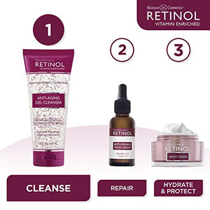 Retinol Anti-Aging Gel Cleanser – Gently Cleans Impurities From Pores & Exfoliates for Soft, Smooth Skin – Antioxidant-Rich Micro-Beads w/ Vitamin A & E Maximize Renewing Benefits Of Retinol
