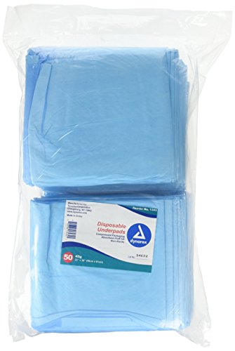Blue Disposable Underpads (Chux), Large Size 23 X 36, 2 packs (100 count)