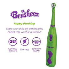Load image into Gallery viewer, Brusheez Kid's Electric Toothbrush (Safari Edition) Set - Soft Bristles, Easy-Press Power Button, 2 Brush Heads, Cute Animal Cover, Sand Timer, Rinse Cup &amp; Storage Base - Snappy The Croc
